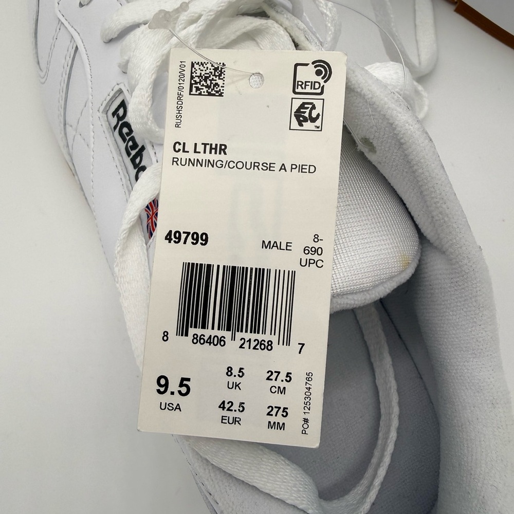Reebok Men's White/Gum Sole Sneakers - Picture 5 of 6